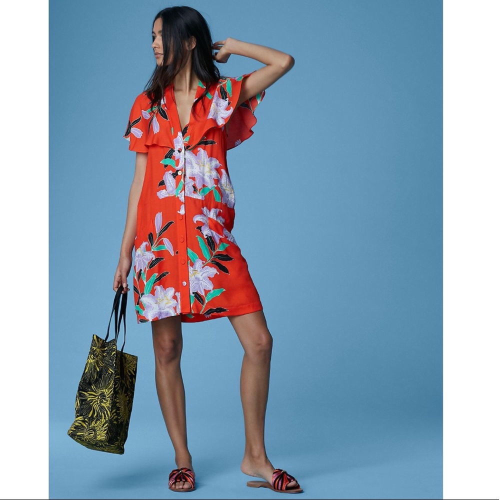 Diane Von Furstenburg Short-Sleeve Open Back Dress